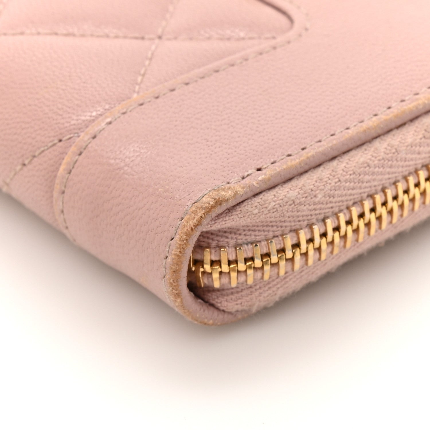 Chanel Sheepskin Quilted Vintage Mademoiselle Zip Coin Purse Pink