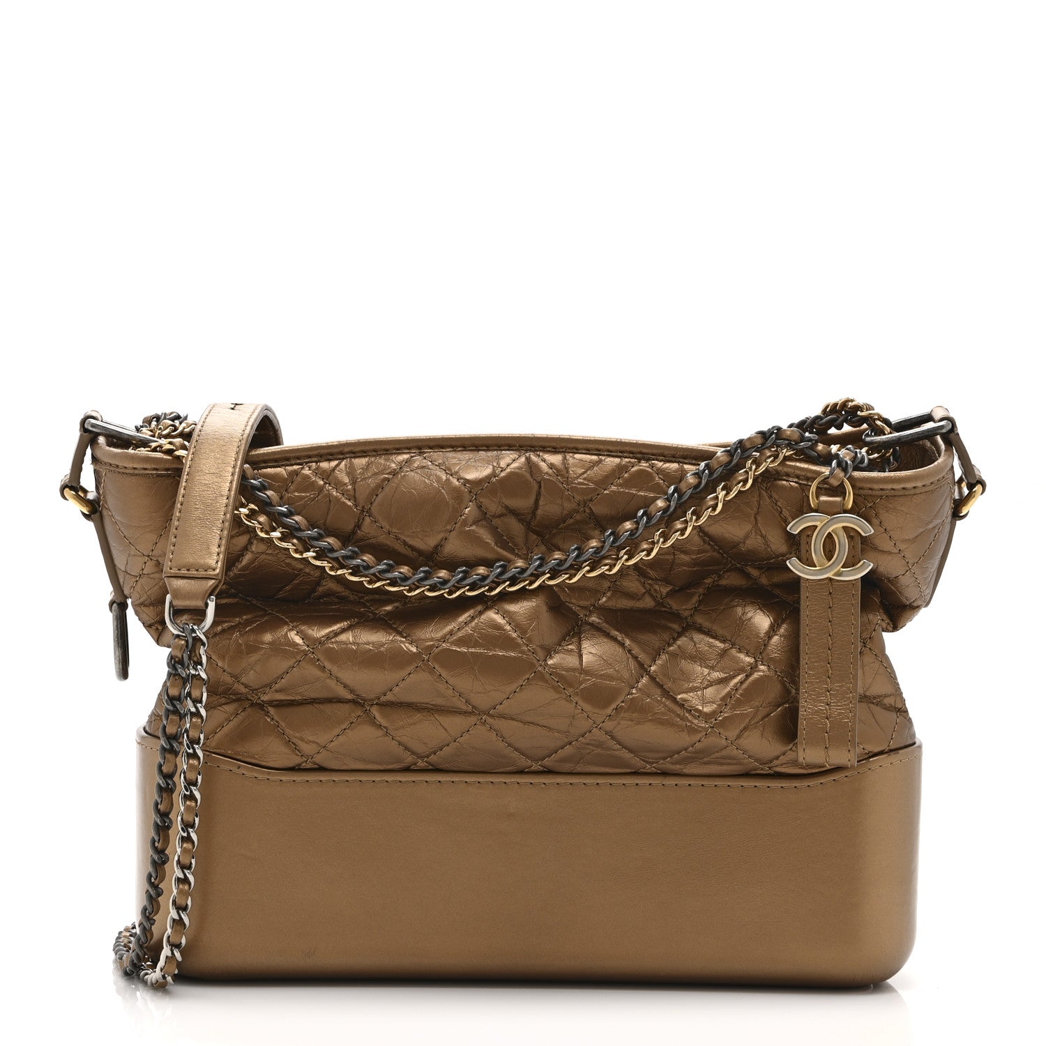 Chanel Metallic Aged Calfskin Quilted Medium Gabrielle  Bronze