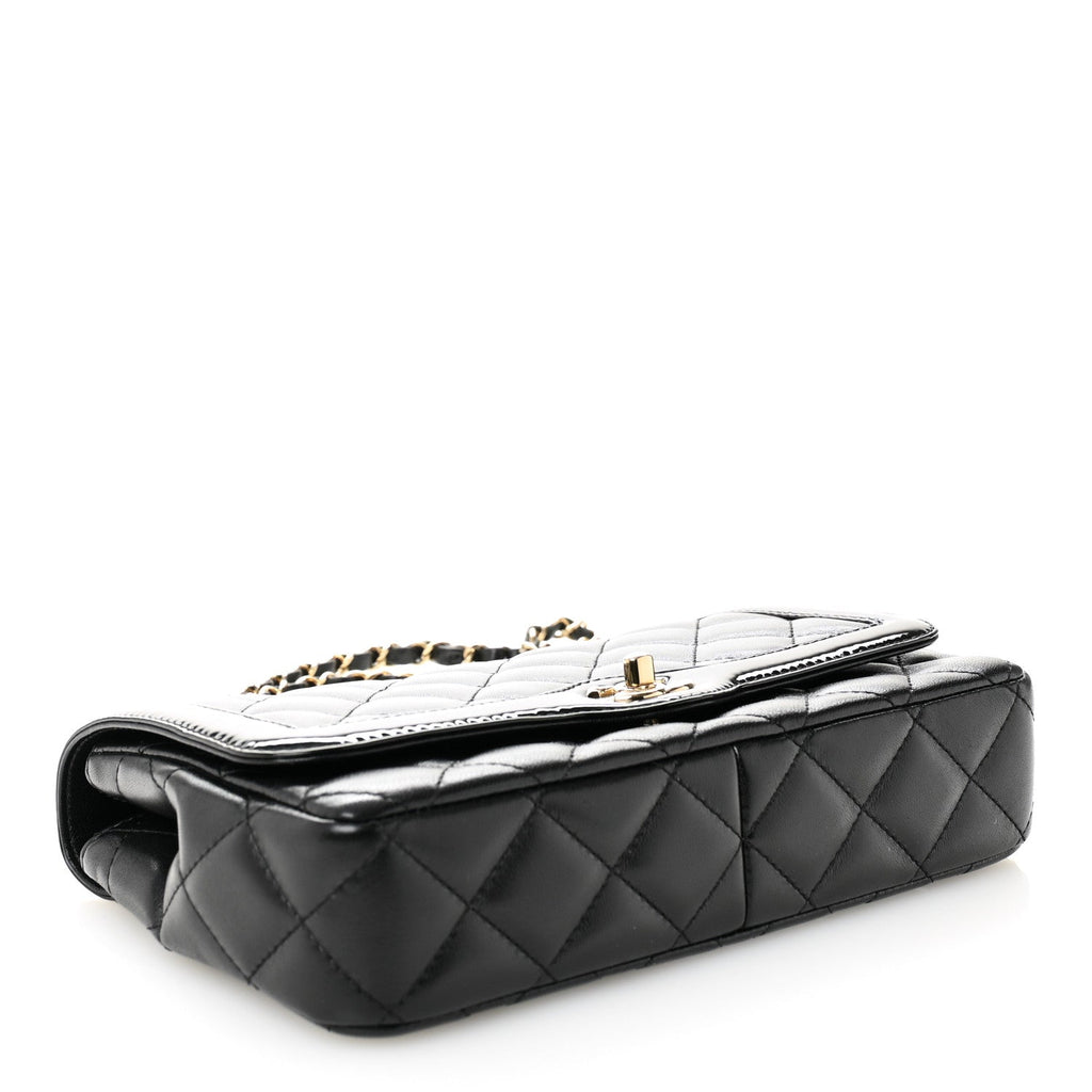 Chanel Lambskin Patent Calfskin Quilted Small Flap Bag Black