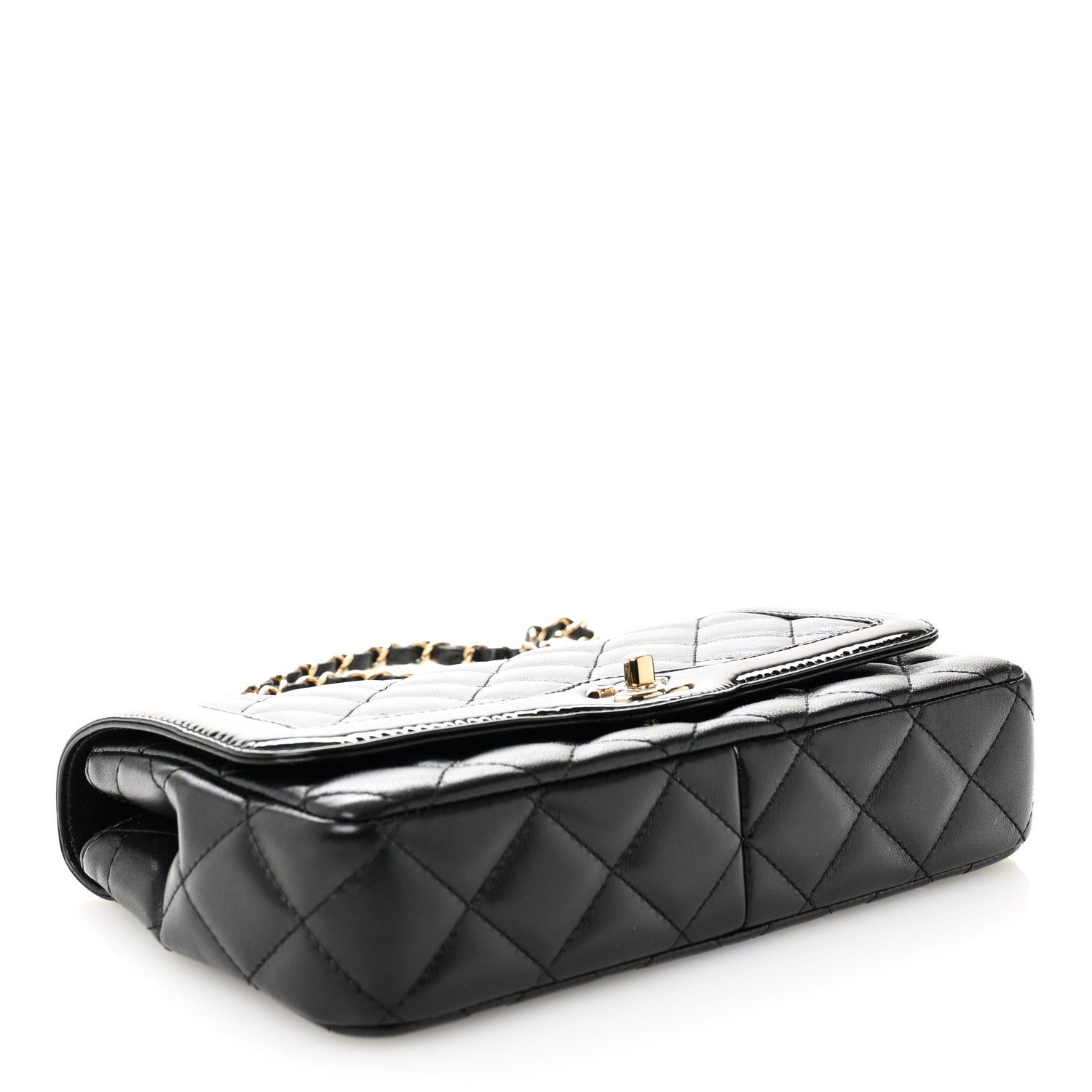 Chanel Lambskin Patent Calfskin Quilted Small Flap Bag Black