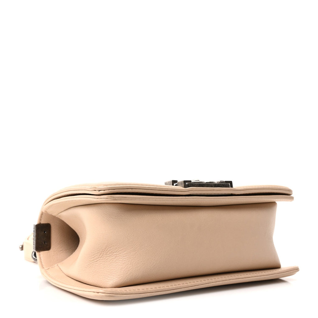 Chanel Calfskin Double Stitch Small Boy Flap Beige