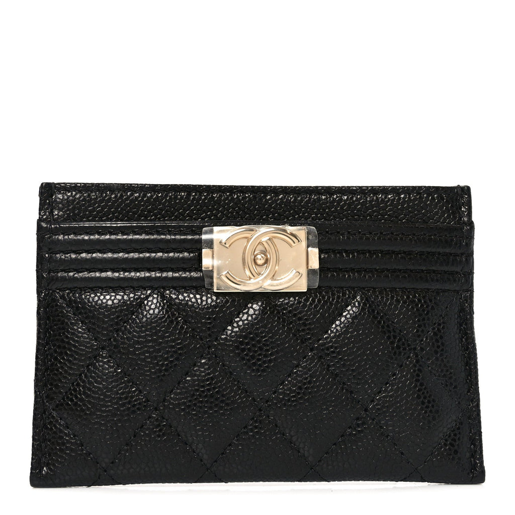 Caviar Quilted Boy Card Holder Black