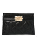 Caviar Quilted Boy Card Holder Black