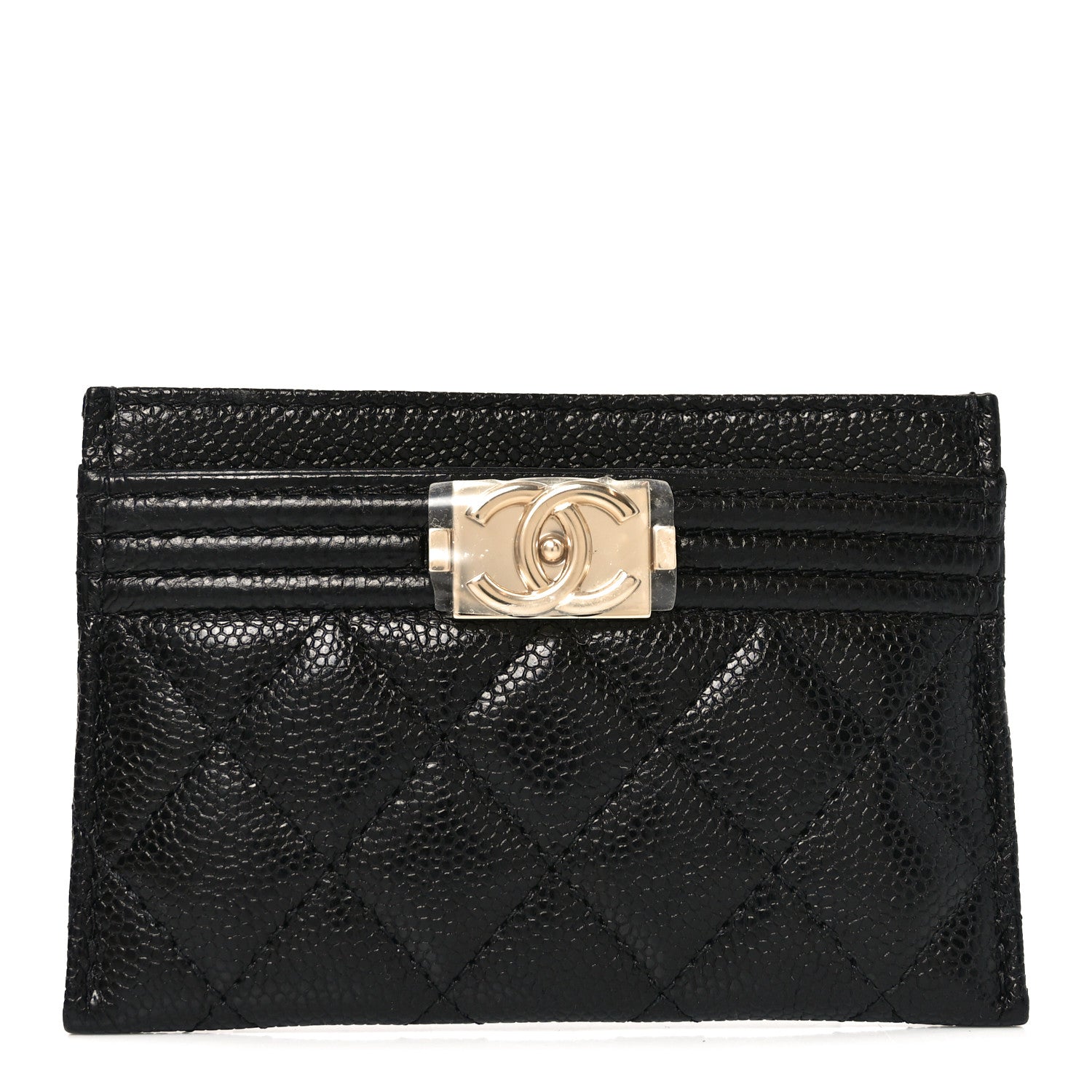Caviar Quilted Boy Card Holder Black
