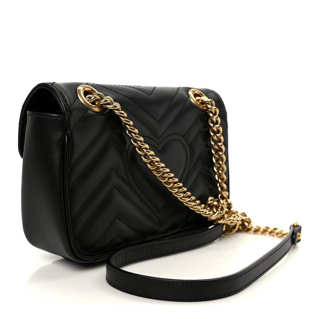 Gucci Calfskin Matelasse Mini GG Marmont Shoulder Bag Black