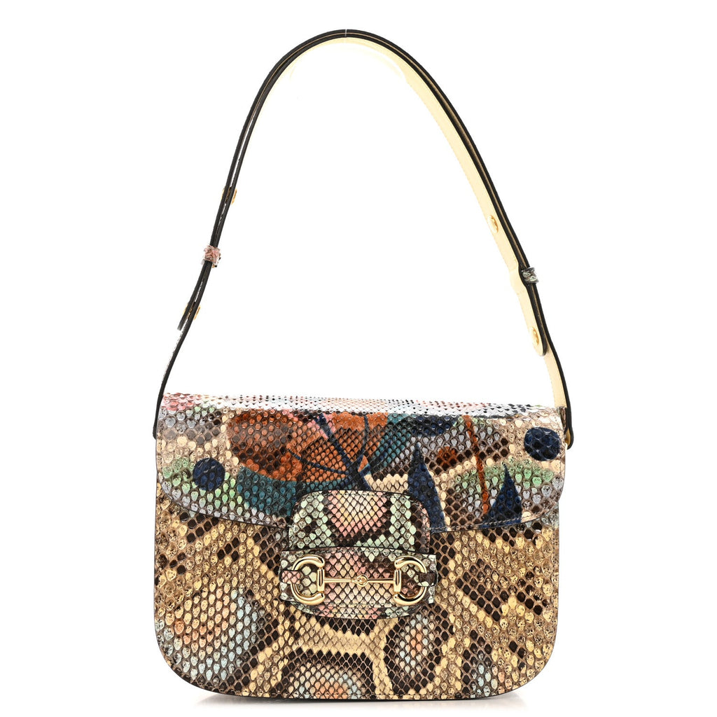 Gucci Snakeskin Horsebit 1955 Shoulder Bag Multicolor
