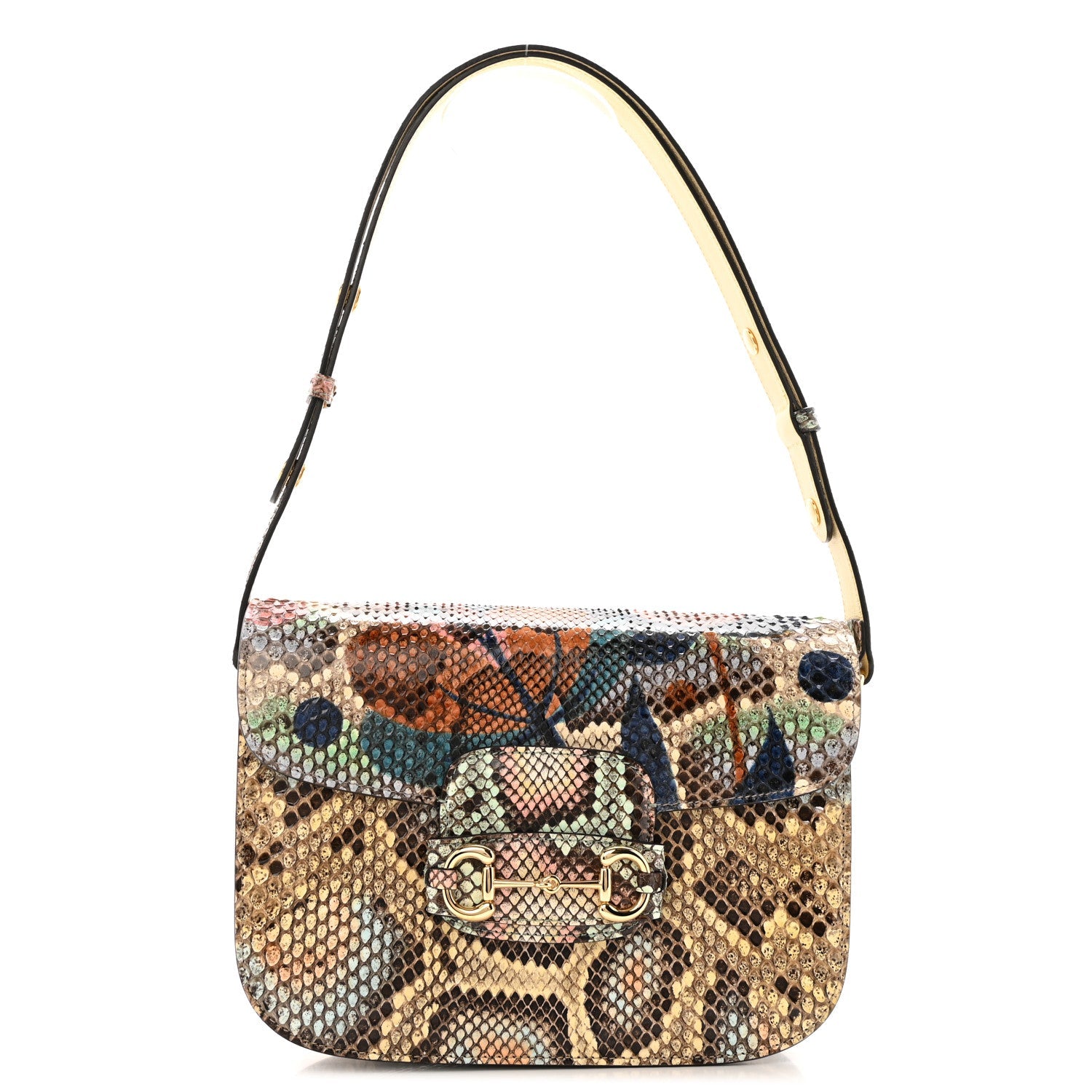 Gucci Snakeskin Horsebit 1955 Shoulder Bag Multicolor