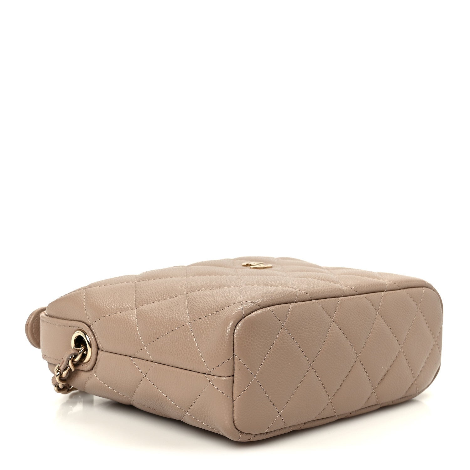Chanel Caviar Quilted Hobo Clutch With Chain Dark Beige