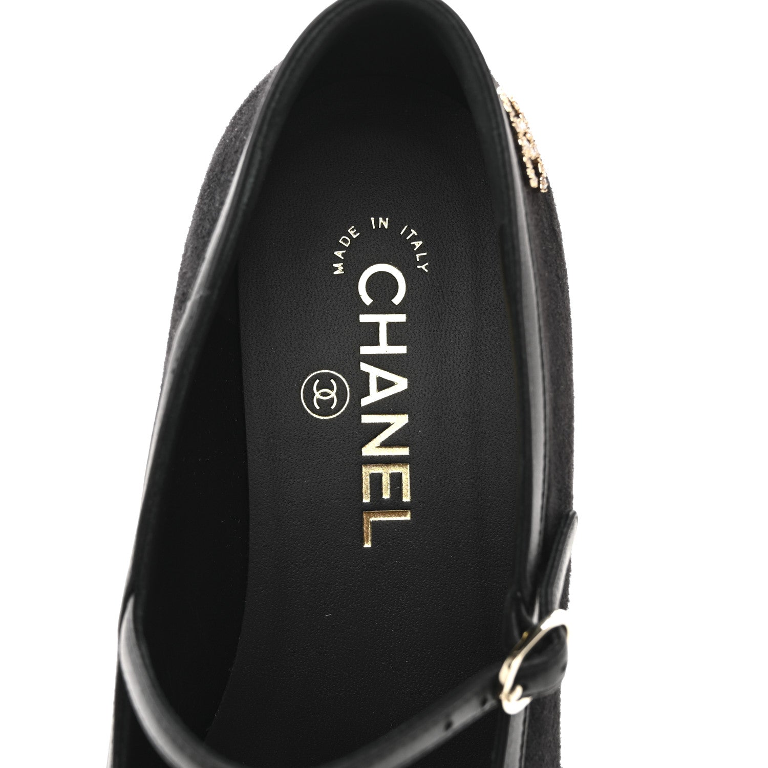 Chanel Suede Kidskin Lambskin Patent Calfskin Cap Toe CC Mary Jane Flats 39.5 Black