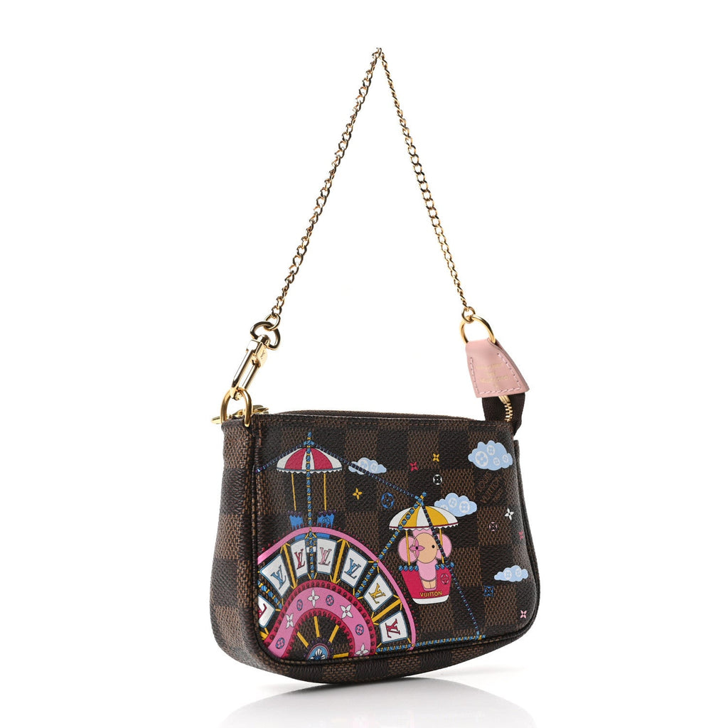 Louis Vuitton Damier Ebene 2020 Christmas Animation Big Wheel Mini Pochette Accessories Rose Ballerine