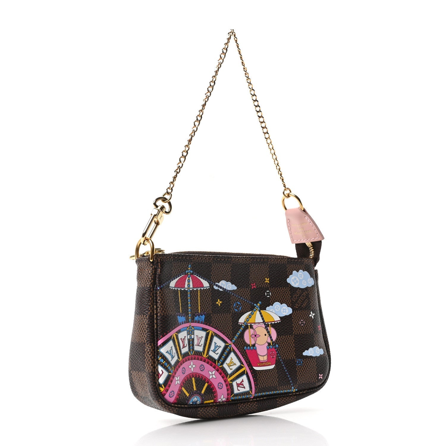 Louis Vuitton Damier Ebene 2020 Christmas Animation Big Wheel Mini Pochette Accessories Rose Ballerine