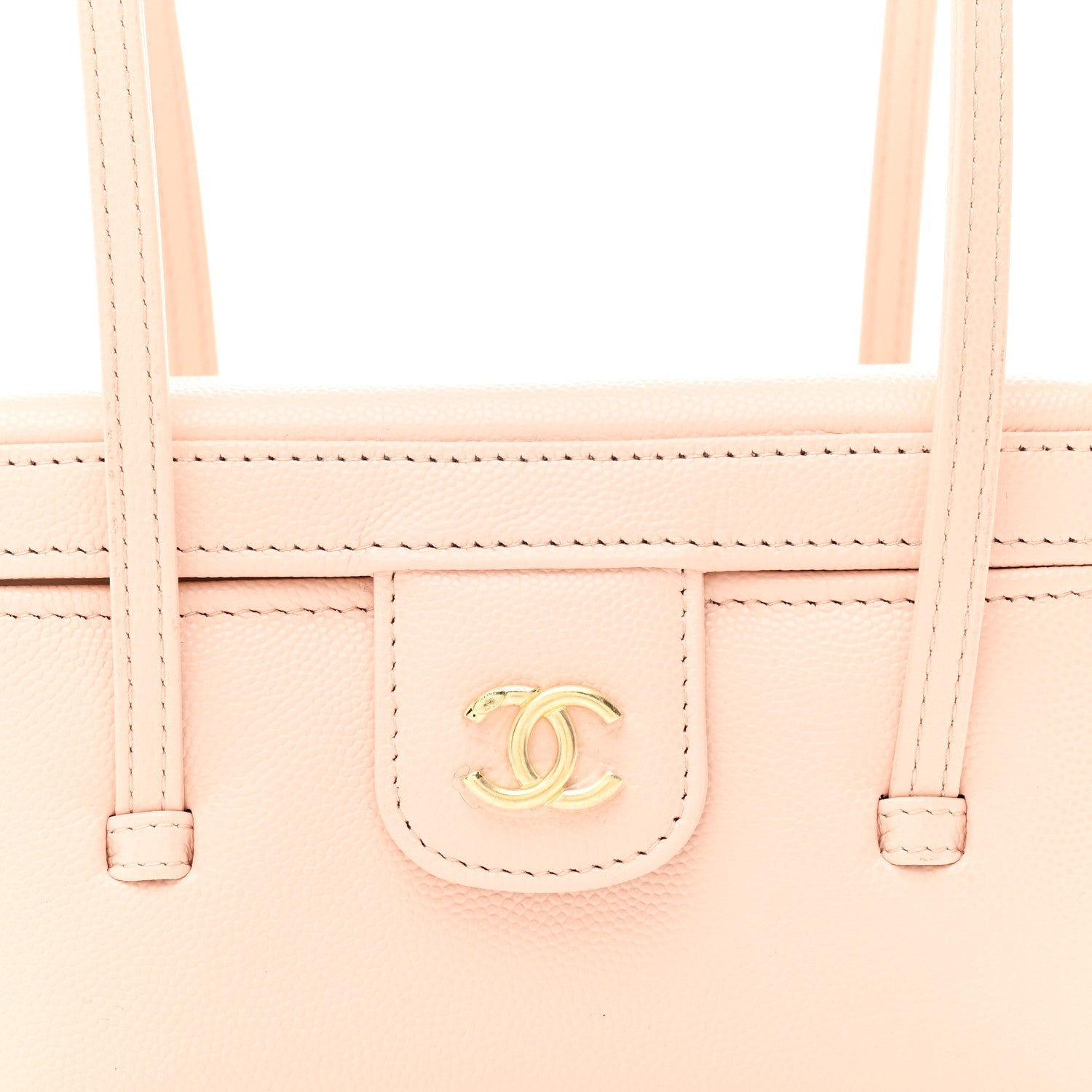 Chanel Shiny Caviar Preppy Coco Long Vanity With Strap  Light Pink