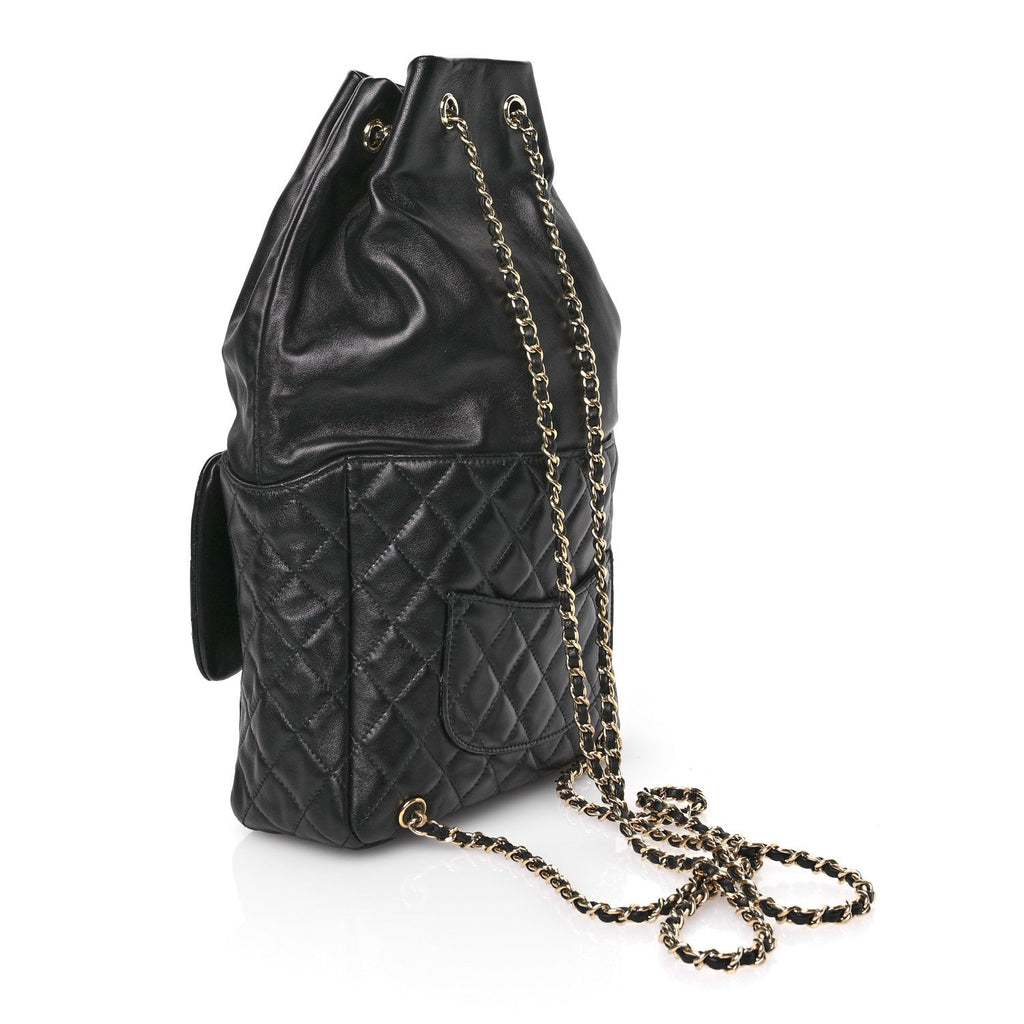 Chanel Lambskin Quilted Large In Seoul Backpack Black