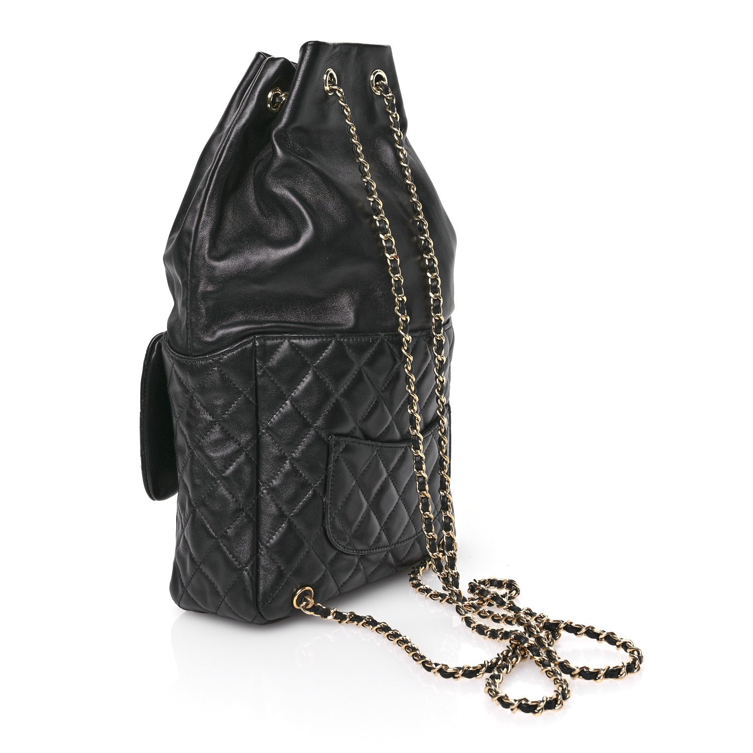 Chanel Lambskin Quilted Large In Seoul Backpack Black