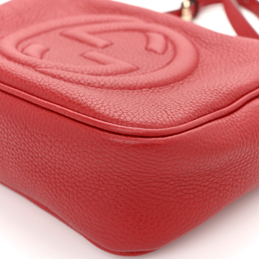 Gucci Pebbled Calfskin Small Soho Disco Bag Tabasco Red