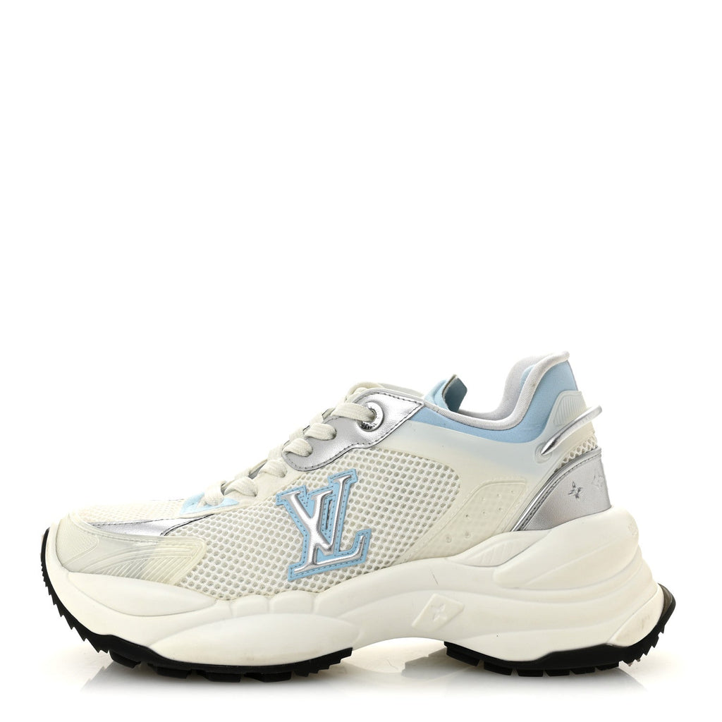Louis Vuitton Patent Calfskin Technical Mesh Monogram Run 55 Sneakers 37 Bleu Clair