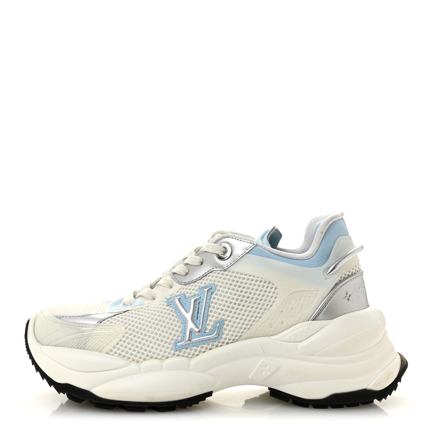 Louis Vuitton Patent Calfskin Technical Mesh Monogram Run 55 Sneakers 37 Bleu Clair