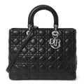 Christian Dior Lambskin Cannage Large Lady Dior Black