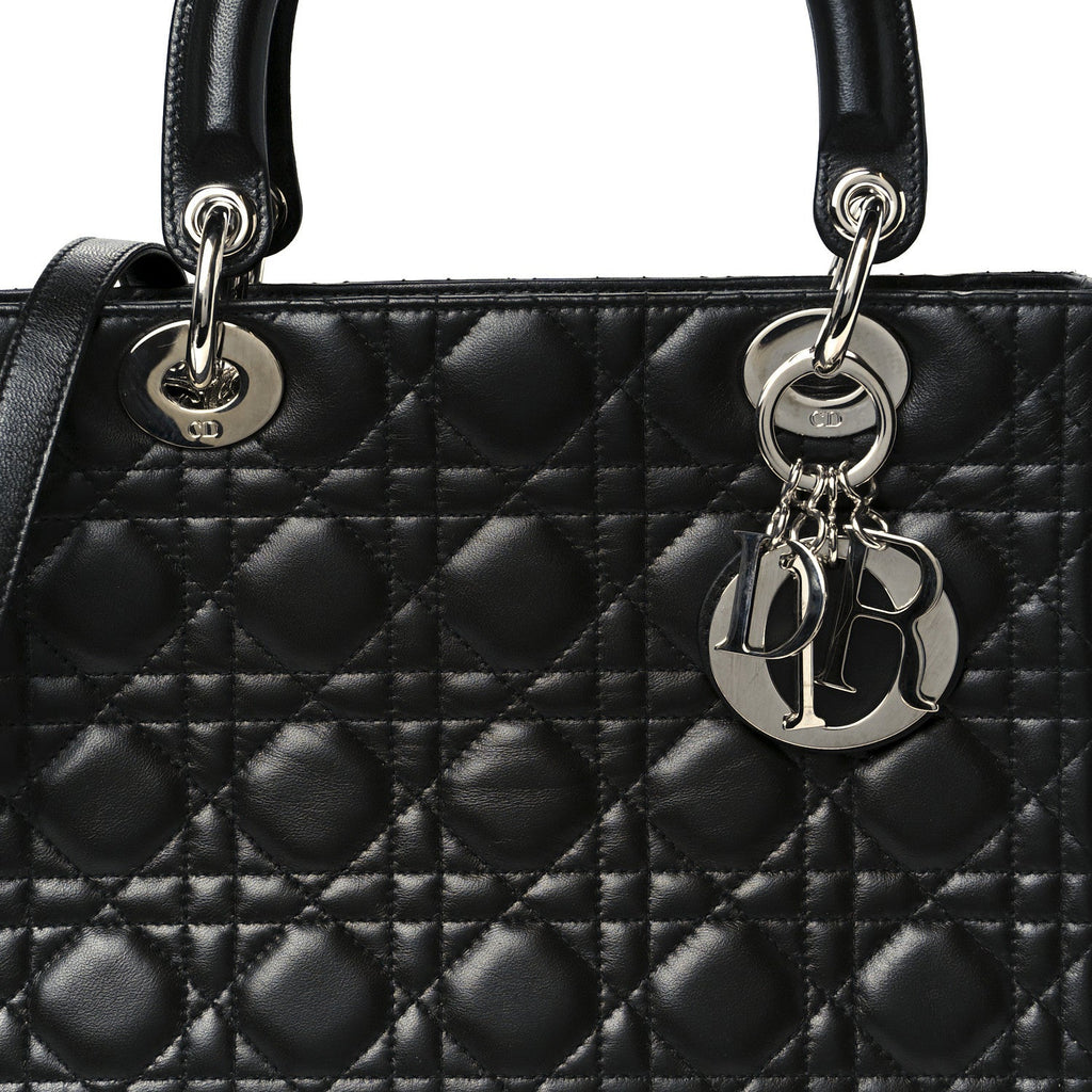 Christian Dior Lambskin Cannage Medium Lady Dior Black