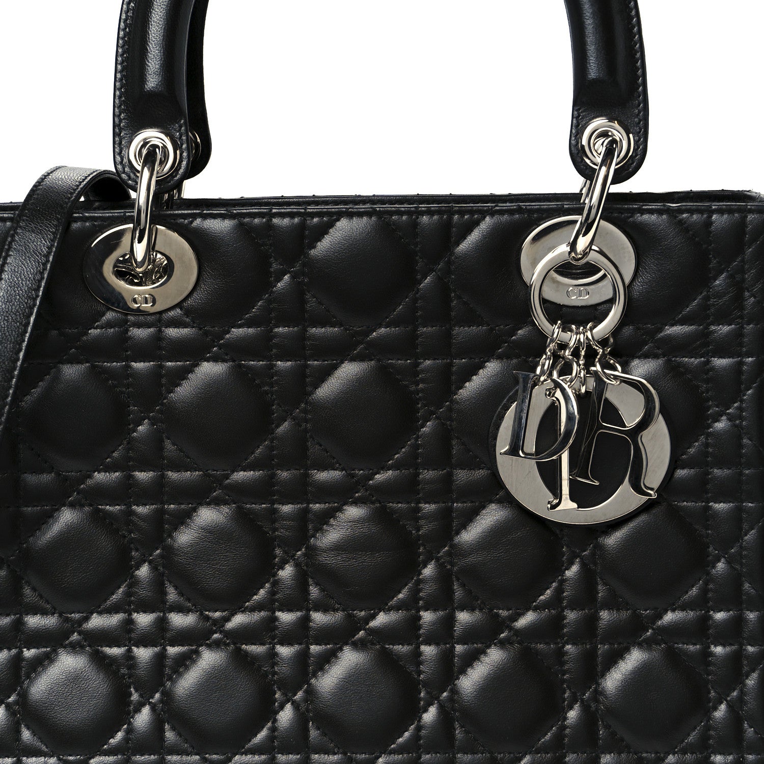 Christian Dior Lambskin Cannage Medium Lady Dior Black