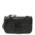 Gucci Calfskin Matelasse Monochrome Mini GG Marmont Shoulder Bag Black