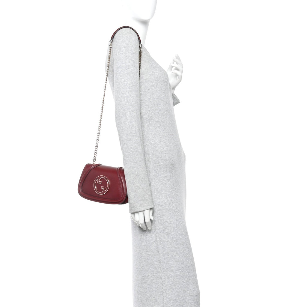 Gucci Calfskin Blondie Small Shoulder Bag Dark Red