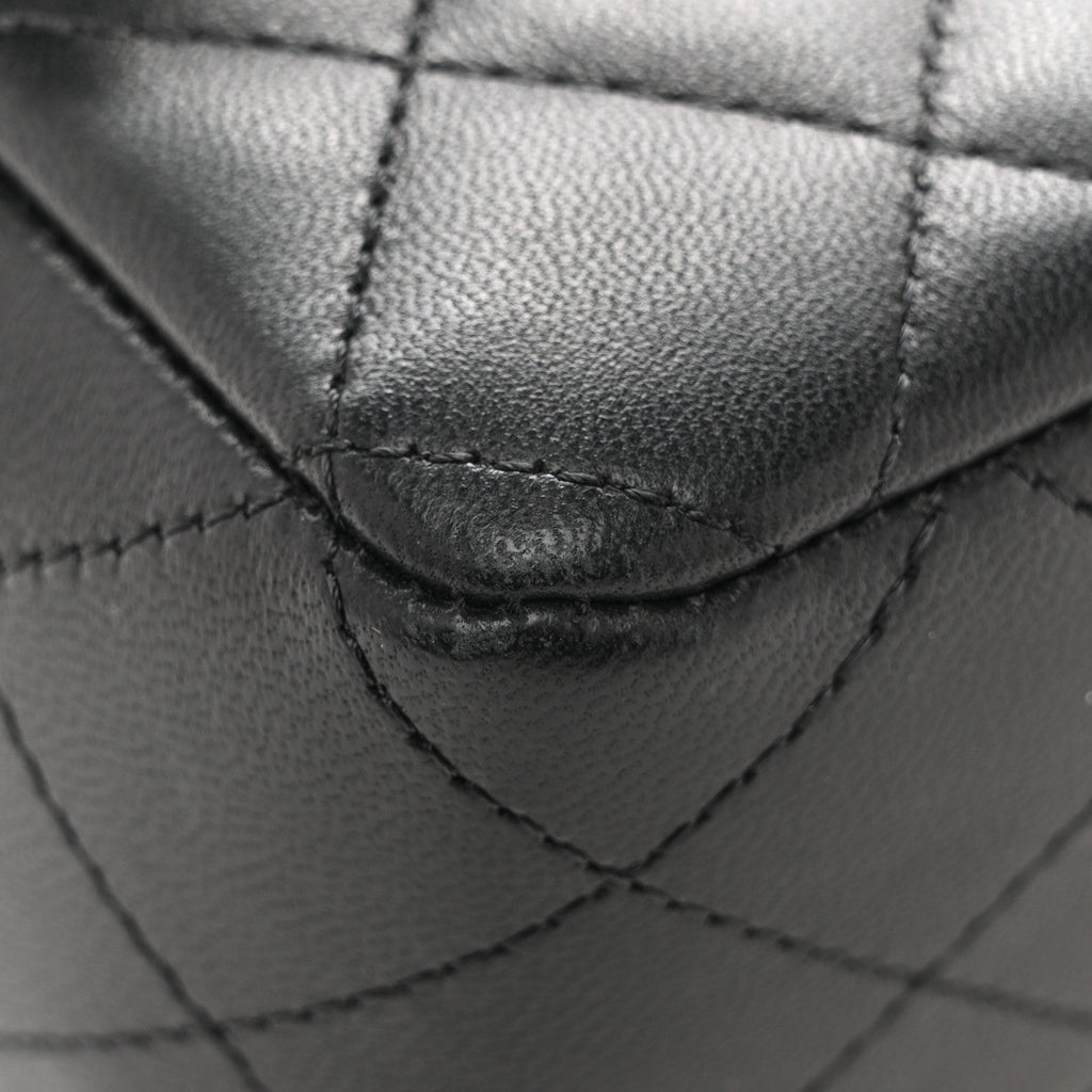 Chanel Lambskin Quilted Mini Rectangular Flap Black White
