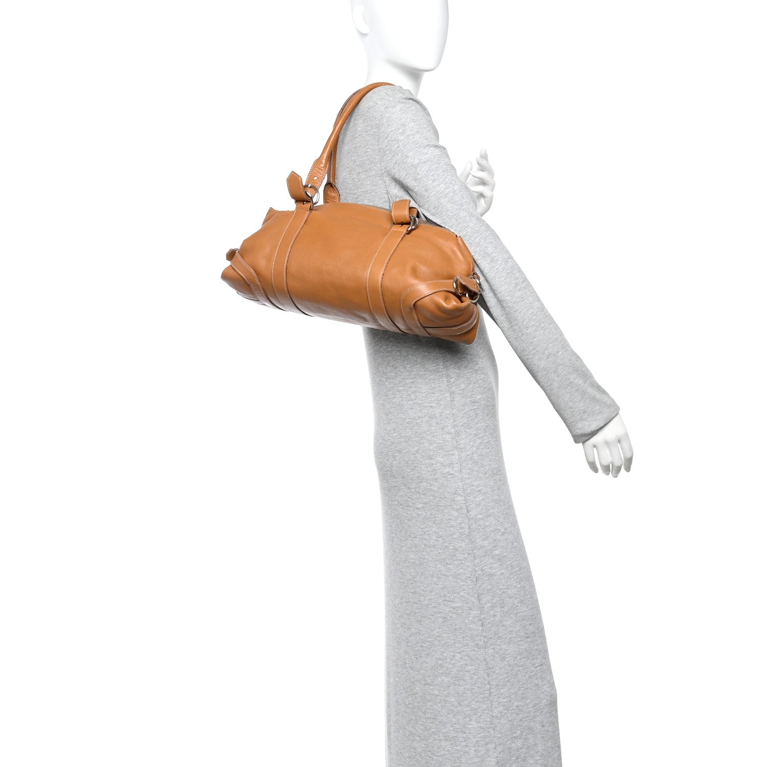 Prada Soft Calf Top Handle Satchel Brown