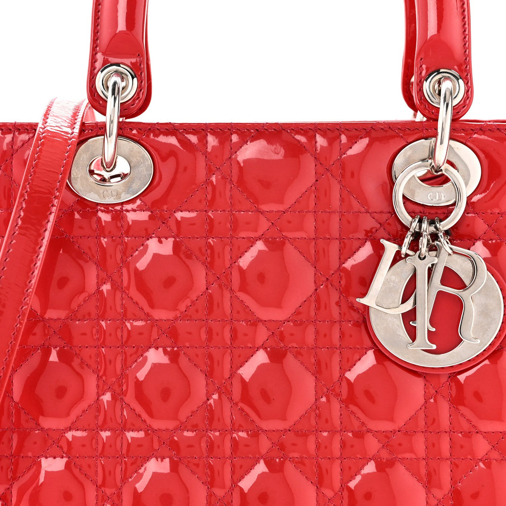 Christian Dior Patent Cannage Medium Lady Dior Fuchsia