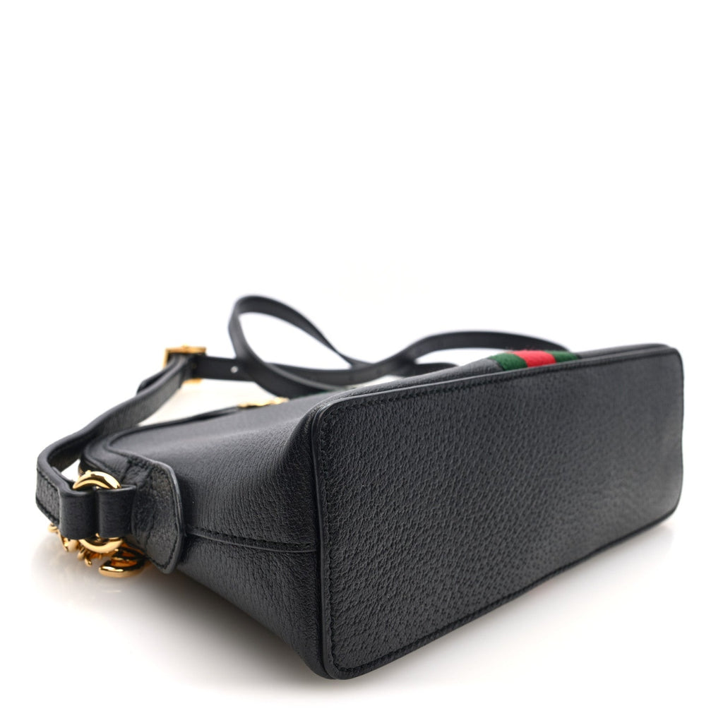 Gucci Calfskin GG Web Small Ophidia Dome Shoulder Bag Black