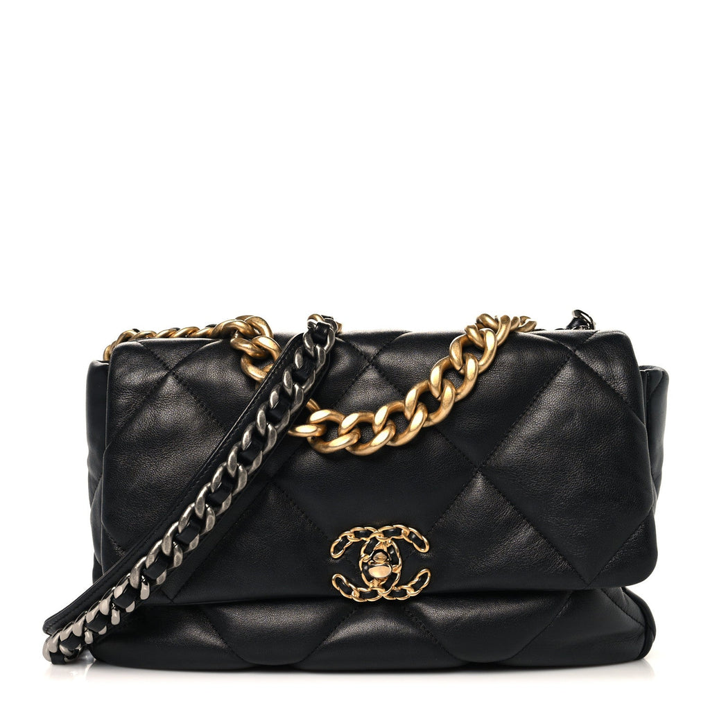 Chanel Lambskin Quilted Large Chanel 19 Flap Black