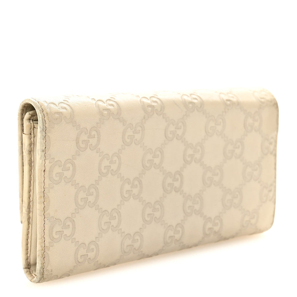 Gucci Shangai Calfskin Lovely Heart Continental Wallet Off White