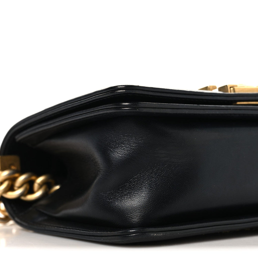 Chanel Lambskin Quilted Small Chain Detail Boy Flap Black