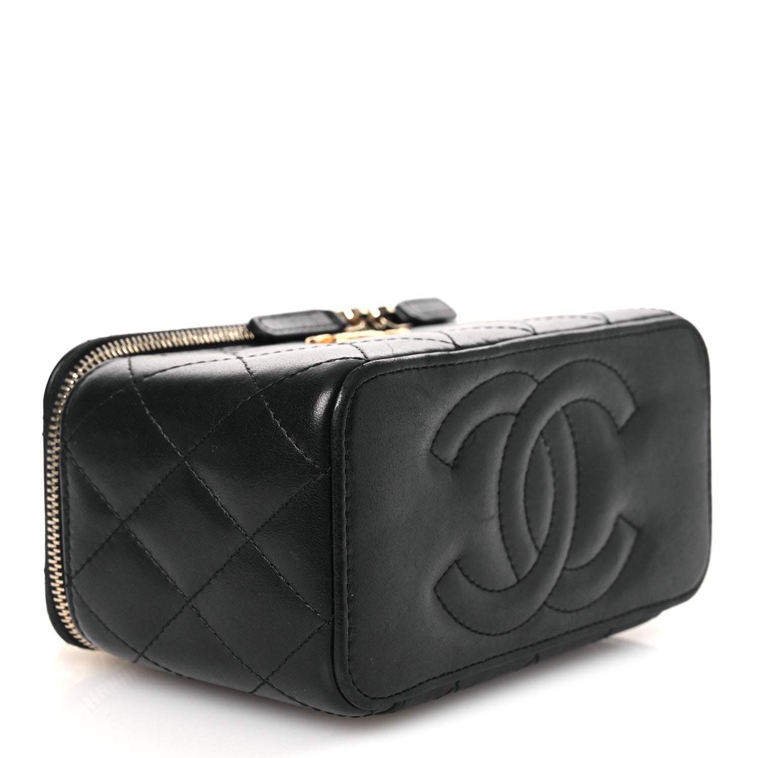 Chanel Lambskin Quilted Small Pillow Crush Vanity Case With Chain Black