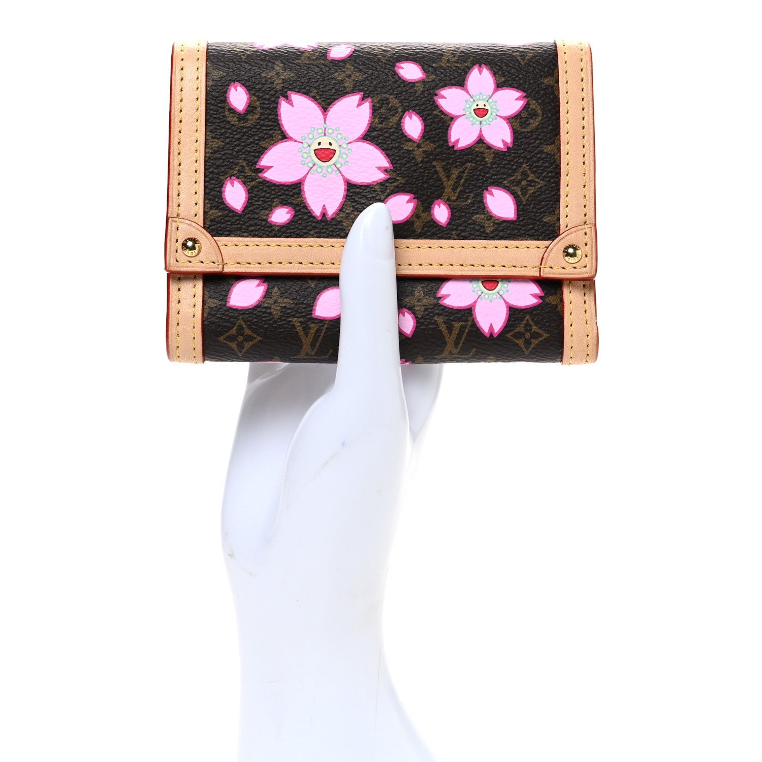 Louis Vuitton LV X TM Monogram Cherry Blossom Victorine Wallet Sakura Brown