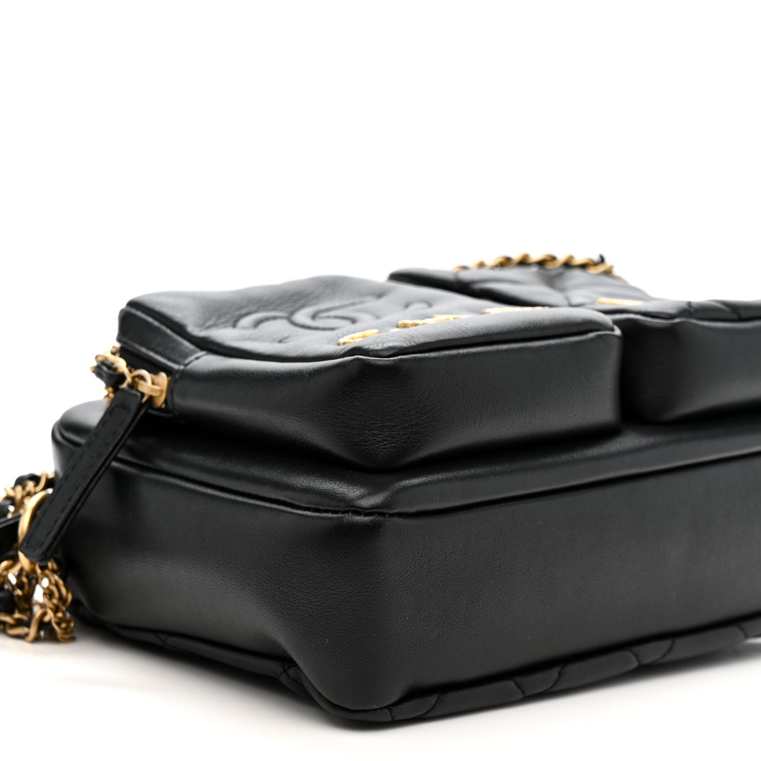 Chanel Calfskin Quilted Large Camera Case Black