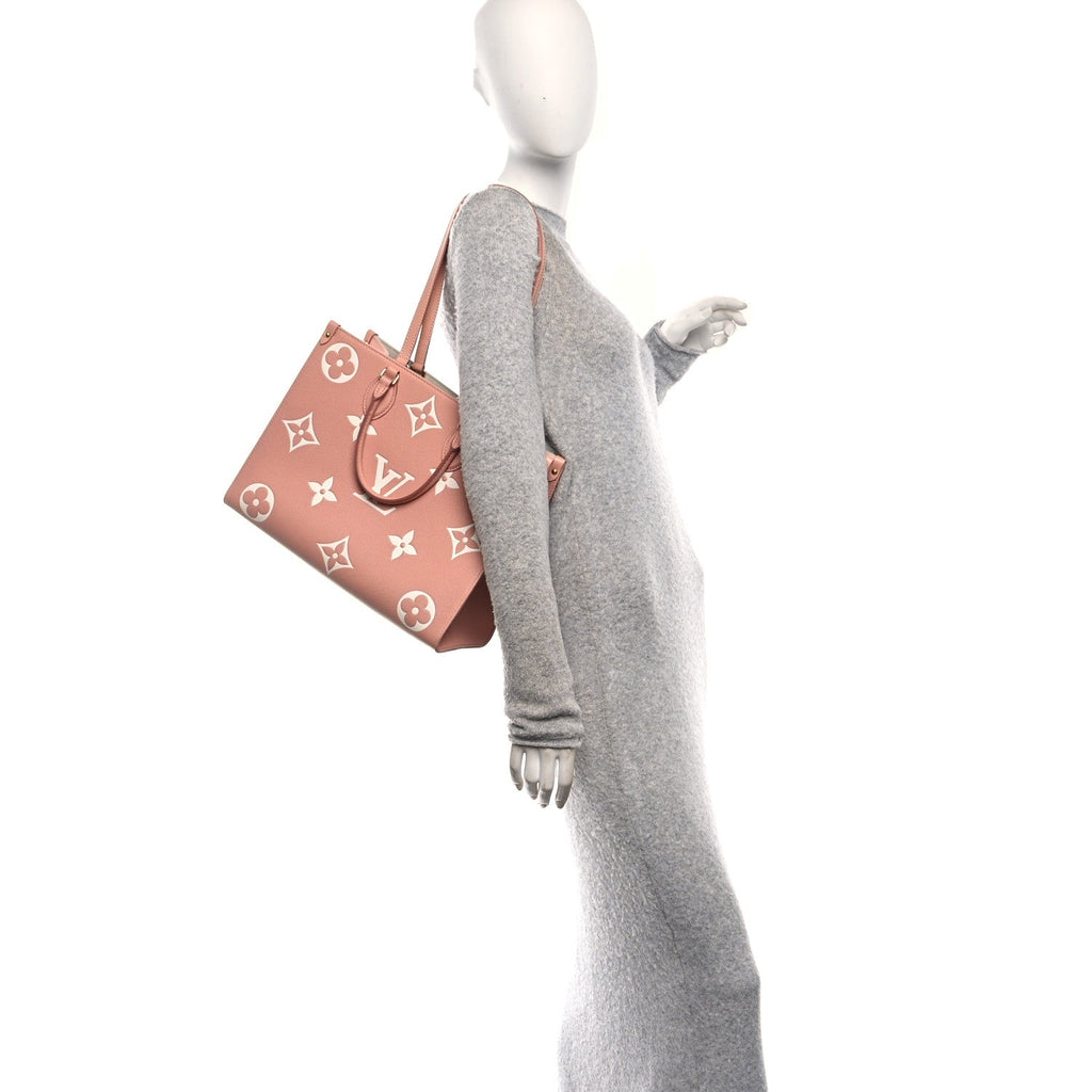 Louis Vuitton Empreinte Monogram Giant Onthego MM Rose Trianon Creme