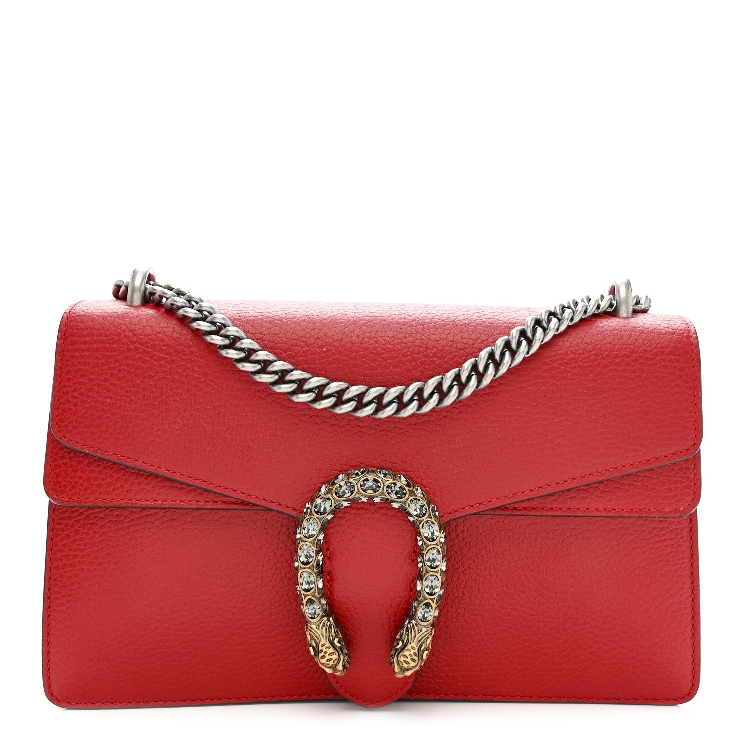 Gucci Dollar Calfskin Swarovski Crystal Small Dionysus Shoulder Bag Hibiscus Red