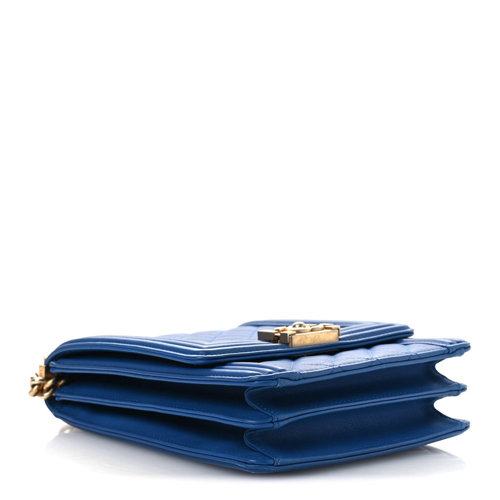 Chanel Calfskin Quilted North South Boy Flap Blue