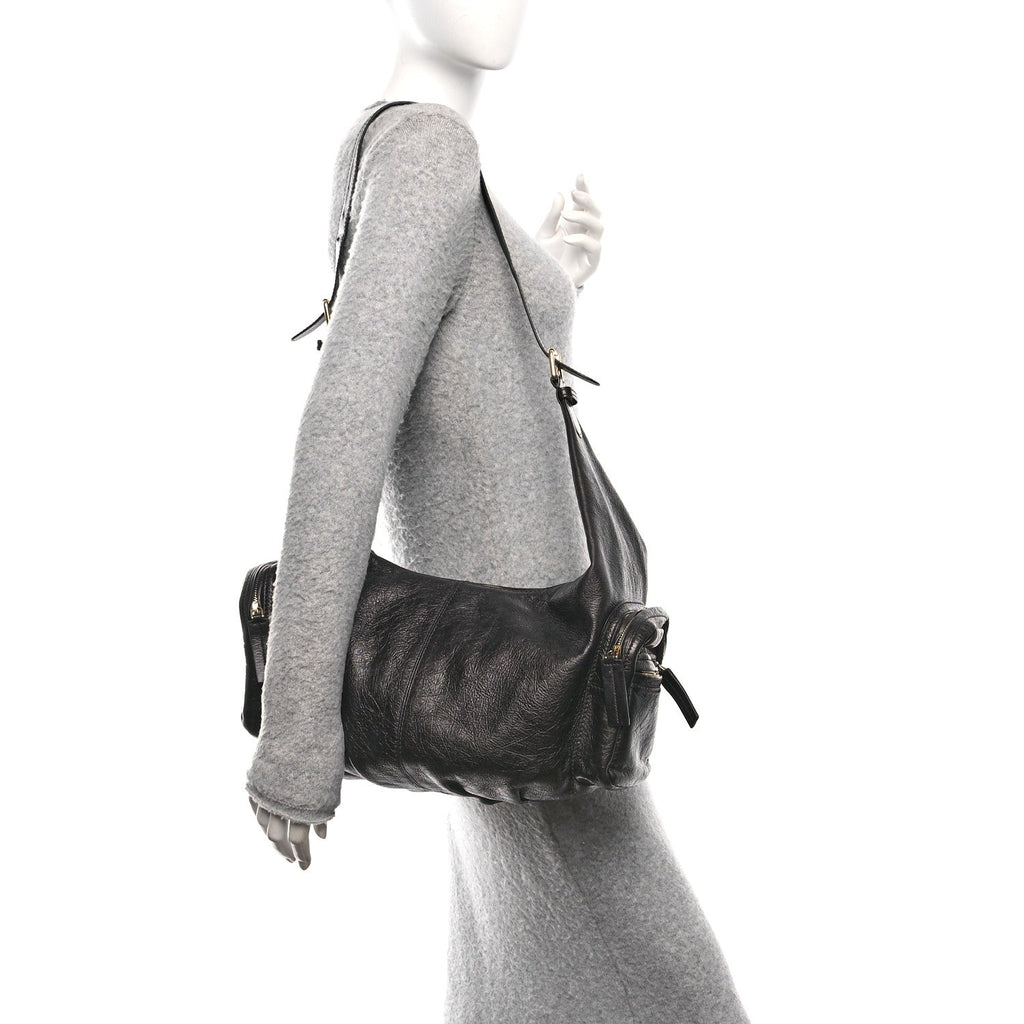 Christian Dior Crinkled Calfskin Large Grand Tour Multipocket Bag Black