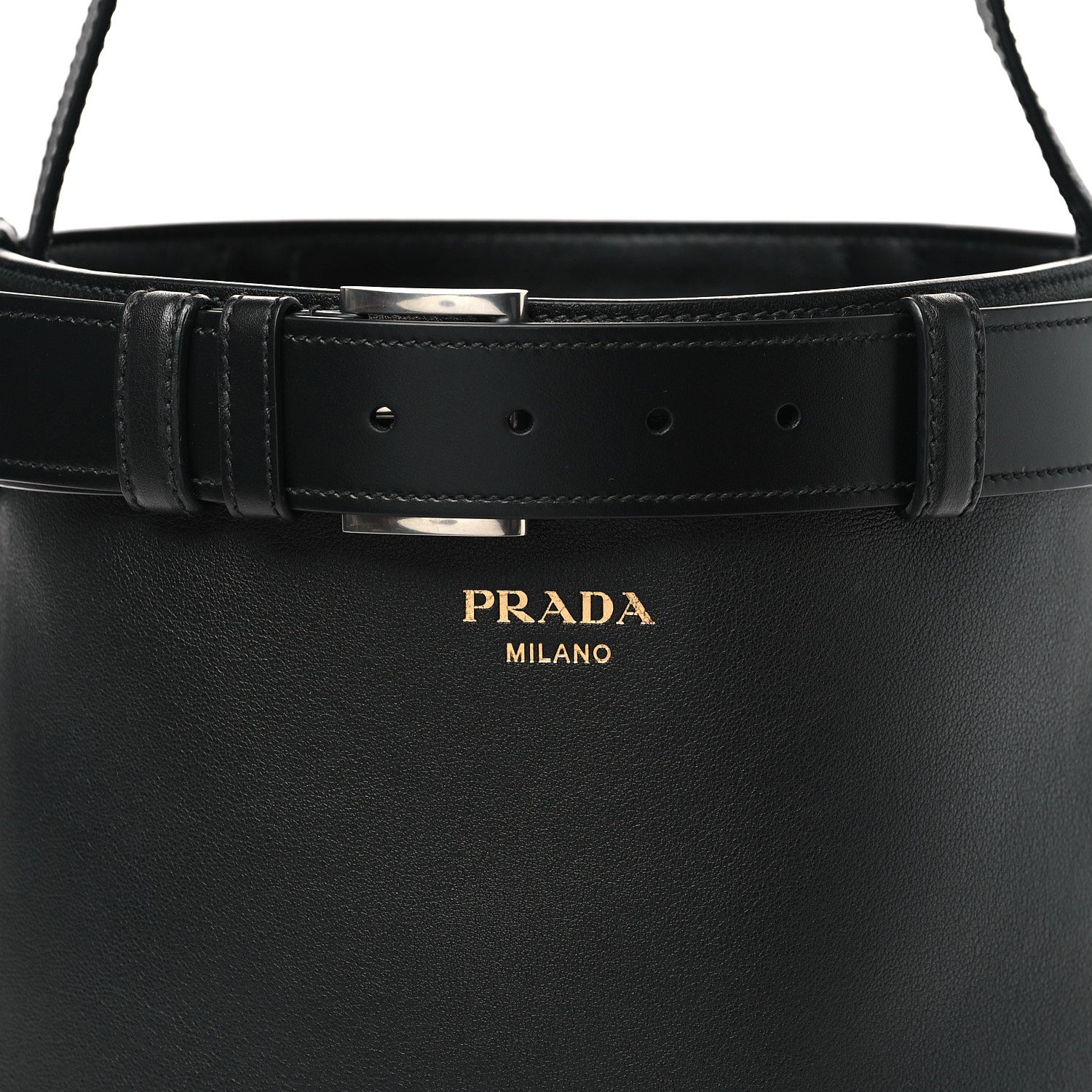 Prada Soft Grained Vitello Daino Secchiello Bucket Bag Black