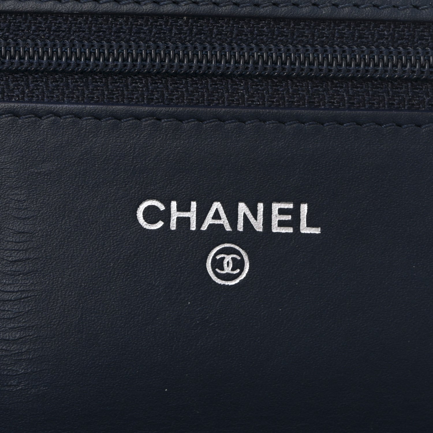 Chanel Patent Quilted Wallet On Chain WOC Navy Blue