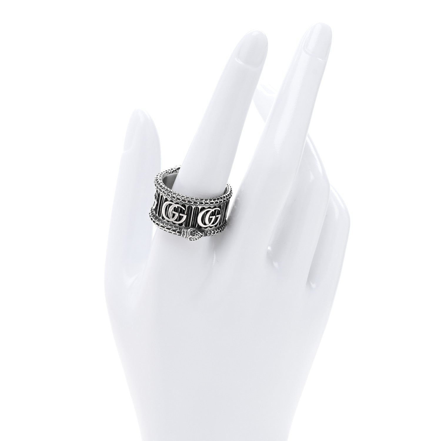 Gucci Sterling Silver GG Marmont Snake Band Ring 64 10.75