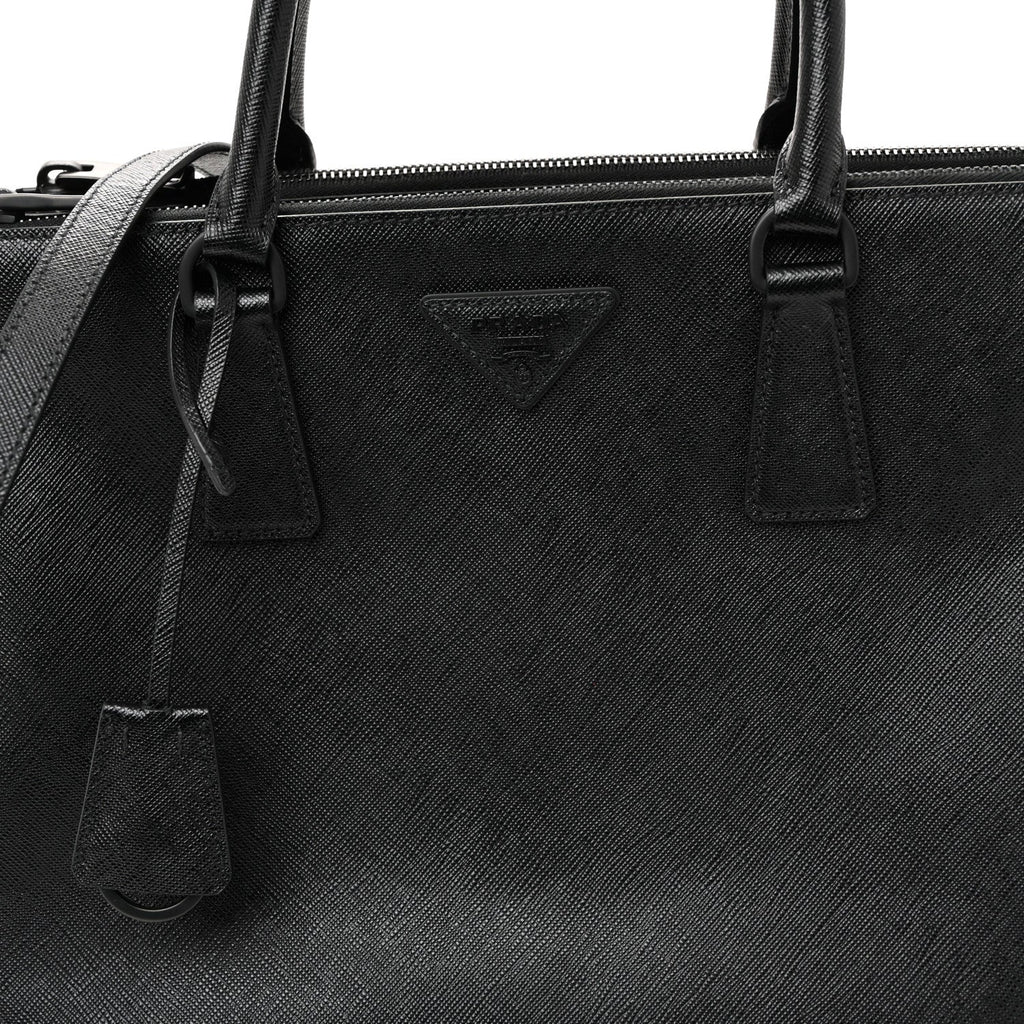 Prada Saffiano Lux Monochrome Large Galleria Double Zip Tote Black
