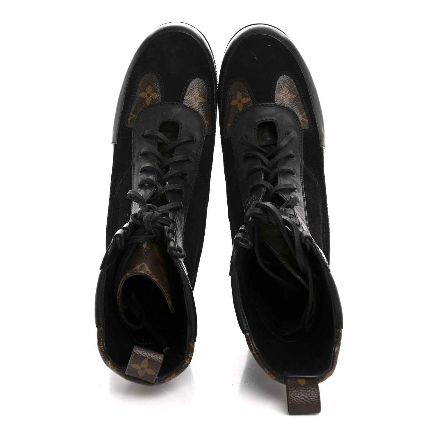 Louis Vuitton Suede Calfskin Monogram Laureate Platform Desert Boots 41 Black