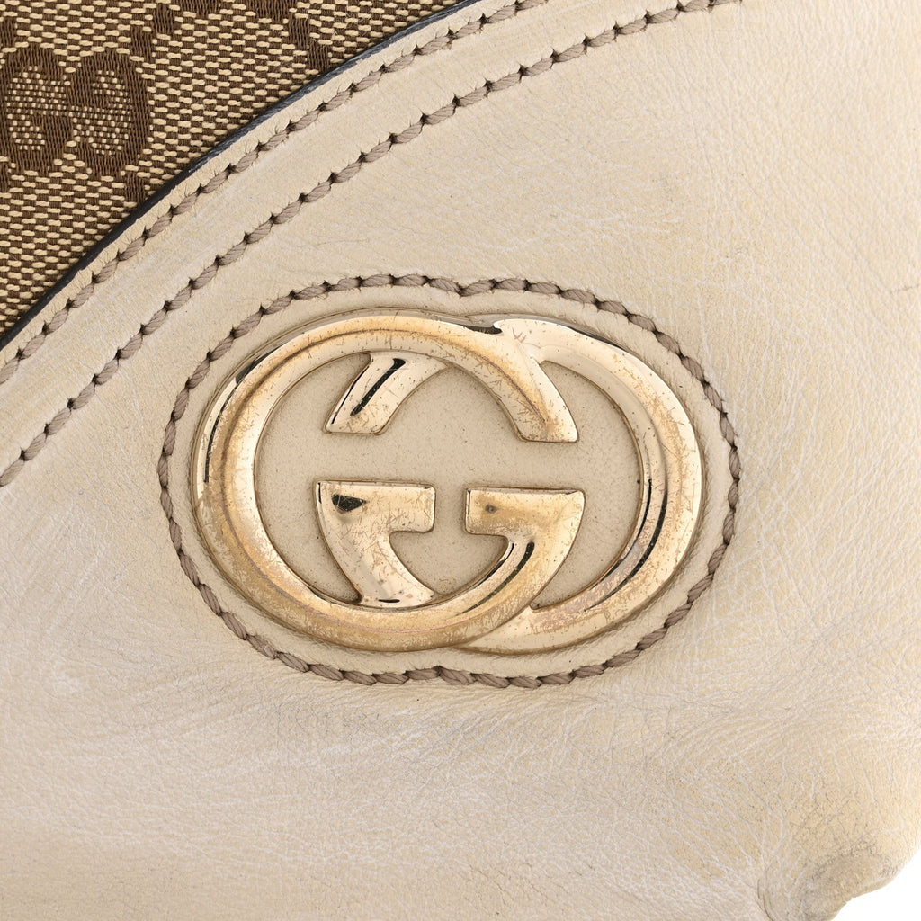 Gucci Monogram Medium New Britt Hobo Tote Off White