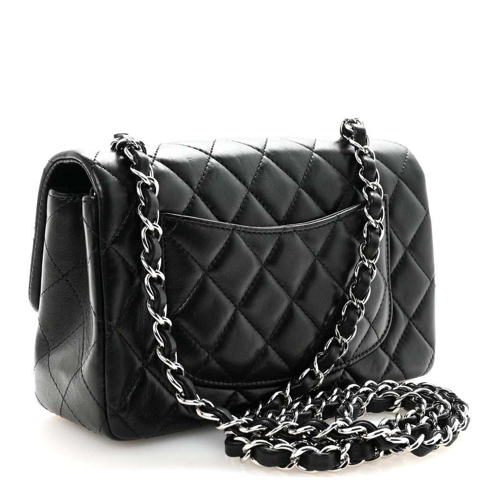 Chanel Lambskin Quilted Mini Rectangular Flap Black