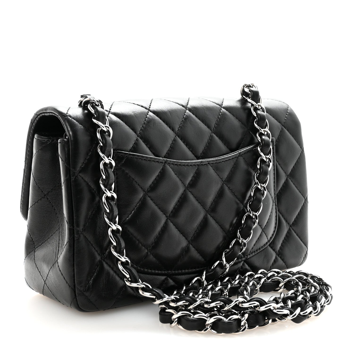 Chanel Lambskin Quilted Mini Rectangular Flap Black