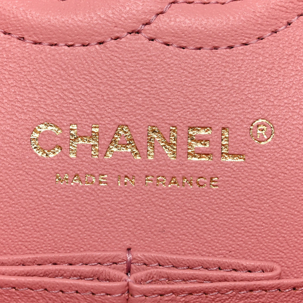 Chanel Caviar Chevron Quilted Small Double Flap Pink