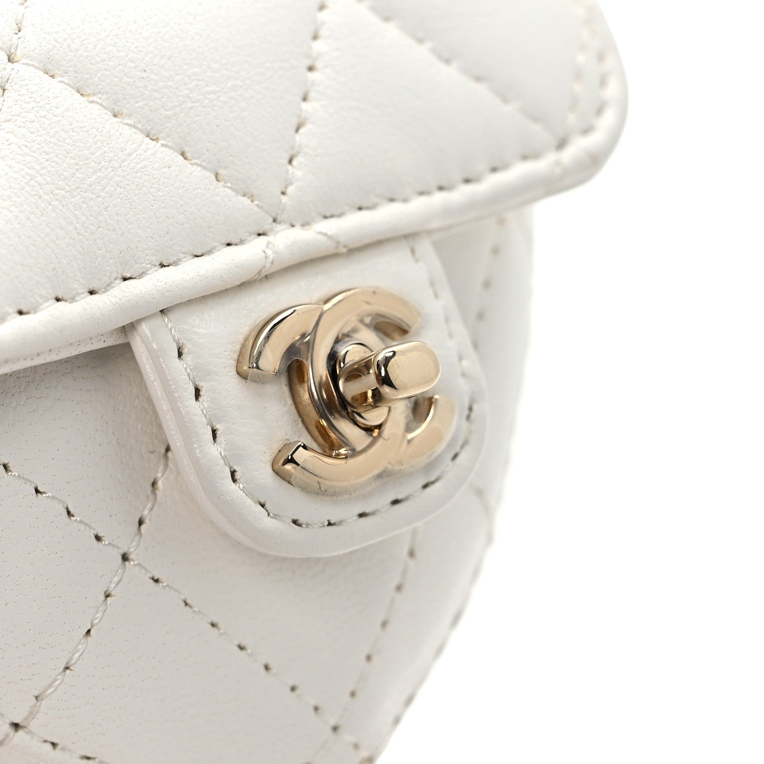 Chanel Lambskin Quilted CC In Love Heart Coin Purse With Chain White